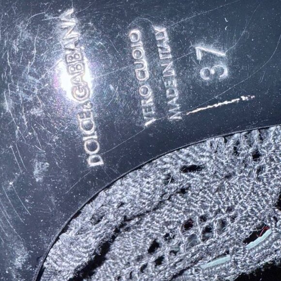 Dolce & Gabbana Black Lace Stiletto Booties Heels Peep Toe Size 37 EU 7 US Italy - Picture 4 of 13